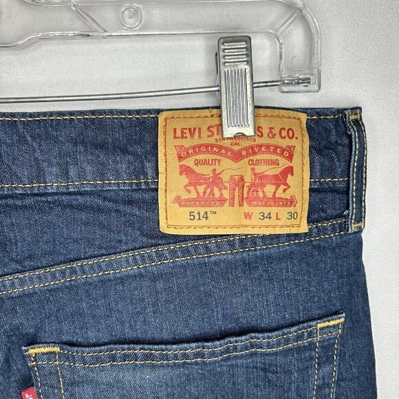 Levi's 514 Blue Jeans Men's 34x30 Straight Leg Medium-Wash Denim - Picture 6 of 6